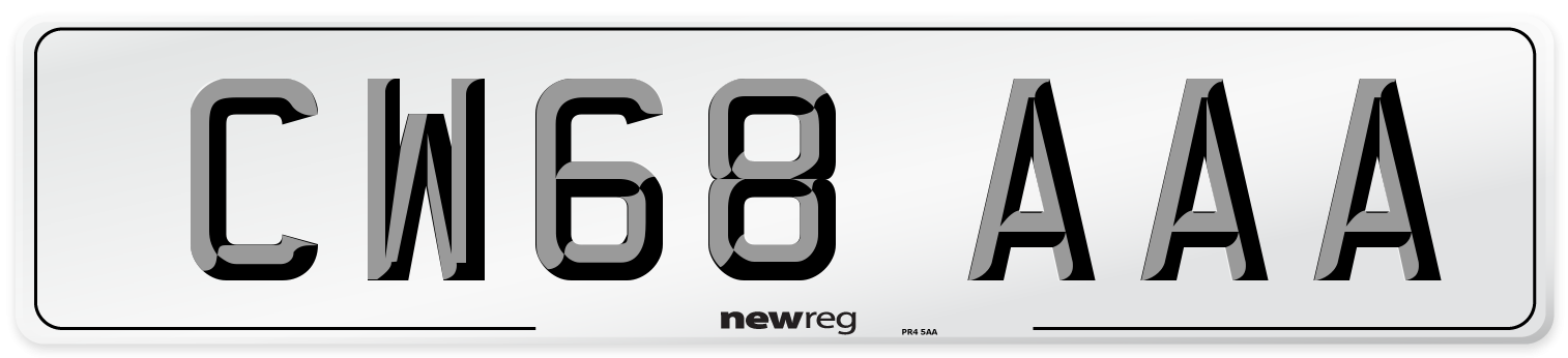 CW68 AAA Number Plate from New Reg